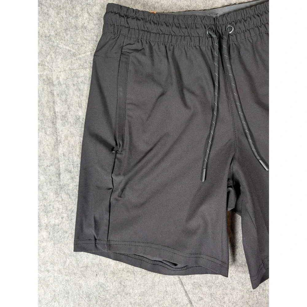 Quiksilver DryFlight Mens Black Active Training Shorts Zipper Pockets EQYFB03093